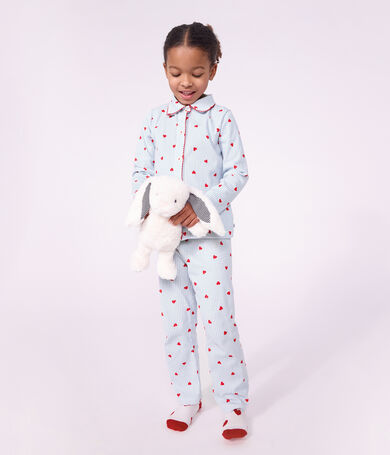 Pyjama boutonn&eacute; enfant en coton &agrave; c&oelig;urs