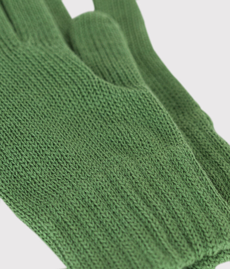 Gants enfant en tricot unies vert PALMERAIE