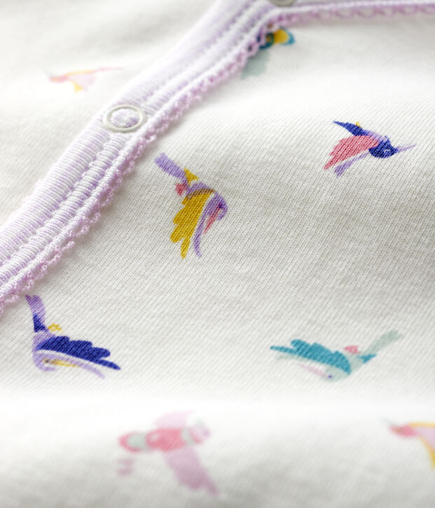 Dors-bien &agrave; pieds amovibles b&eacute;b&eacute; fille en c&ocirc;te blanc/multicouleur