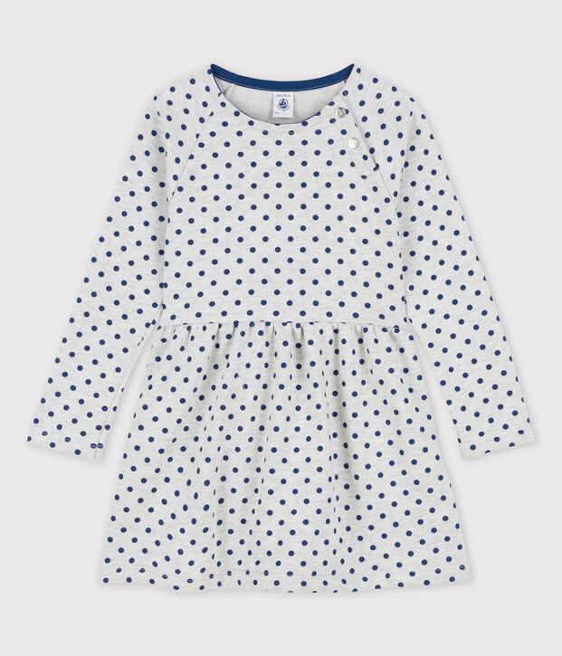Robe manches longues en molleton enfant fille gris/bleu