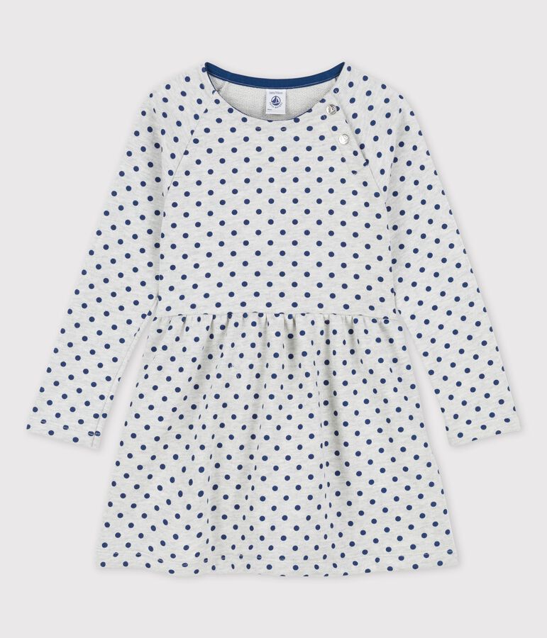 Robe manches longues en molleton enfant fille gris/bleu