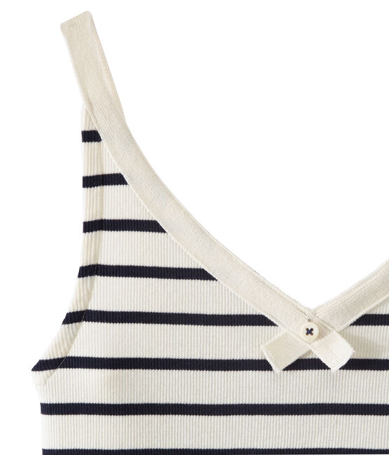 Débardeur 100 ans de la culotte femme beige COQUILLE/bleu SMOKING