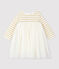 Robe manches longues bi-matière bébé fille beige COQUILLE/jaune LUREX DORE