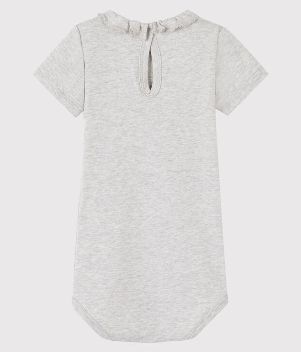 Body b&eacute;b&eacute; fille &agrave; collerette gris chin&eacute; clair