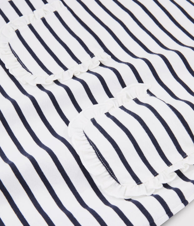 Robe manches courtes enfant fille blanc/bleu