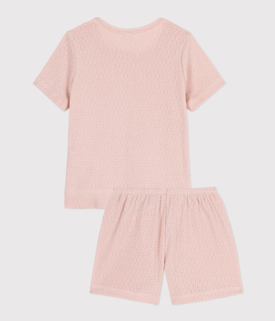 Pyjacourt uni en coton ajouré petite fille rose SALINE