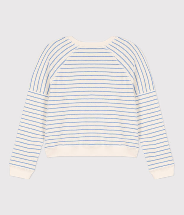 Sweatshirt en coton Femme &eacute;cru/bleu