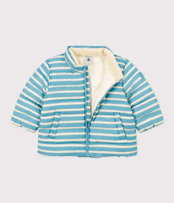 Doudoune rayée capuche rétractable bébé bleu AZUL/blanc AVALANCHE