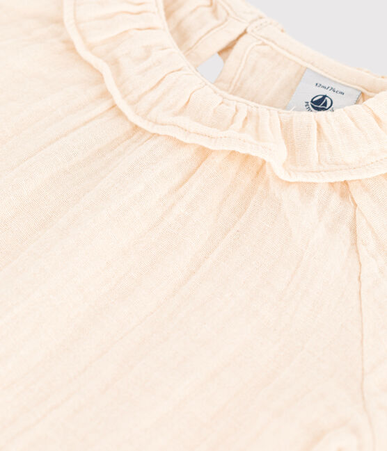 Blouse manches courtes bébé en gaze de coton écru AVALANCHE