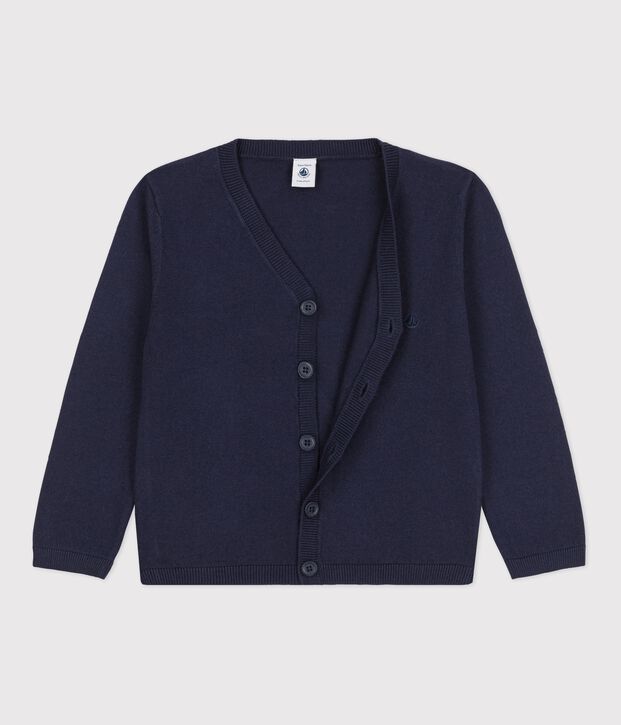 Cardigan en laine et coton enfant gar&ccedil;on bleu