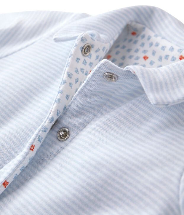 Veste b&eacute;b&eacute; mixte ouatin&eacute;e r&eacute;versible &agrave; milleraies bleu/blanc