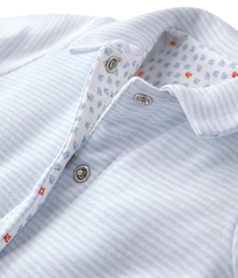 Veste b&eacute;b&eacute; mixte ouatin&eacute;e r&eacute;versible &agrave; milleraies bleu FRAICHEUR/blanc ECUME