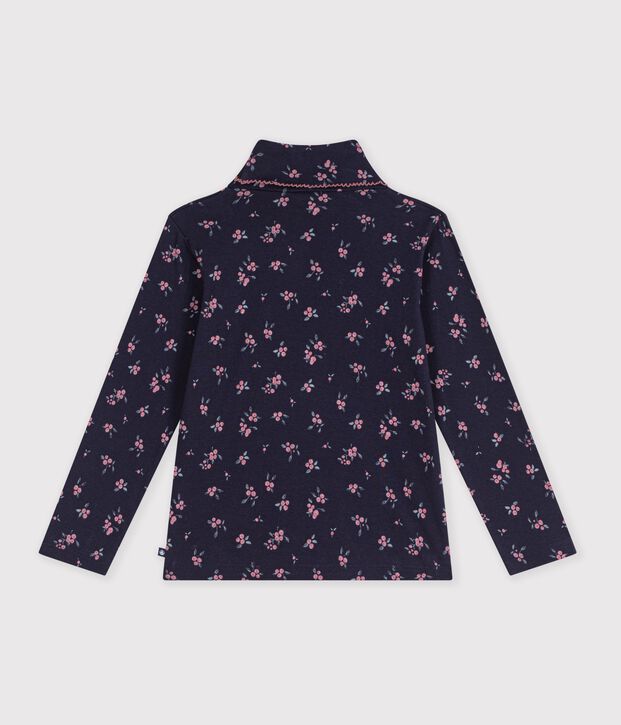 Sous-pull enfant en coton &agrave; fleurs bleu/multicouleur