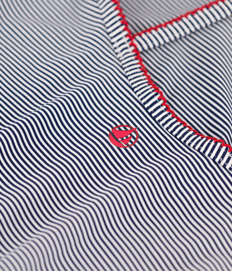 Maillot de bain une pi&egrave;ce enfant &agrave; rayures bleu MEDIEVAL/blanc MARSHMALLOW