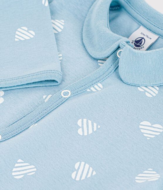 Pyjama bébé en coton sans pieds à col imprimé cœurs MIMI/ ECUME