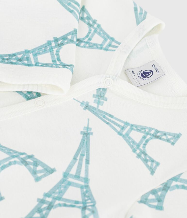 Pyjama b&eacute;b&eacute; en coton avec imprim&eacute; Tour Eiffel MARSHMALLOW/ MIMI