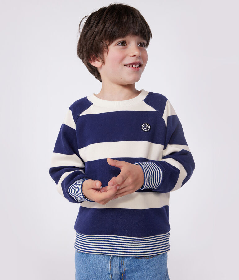Sweatshirt enfant mixte en coton &agrave; rayures bleu MEDIEVAL/ AVALANCHE