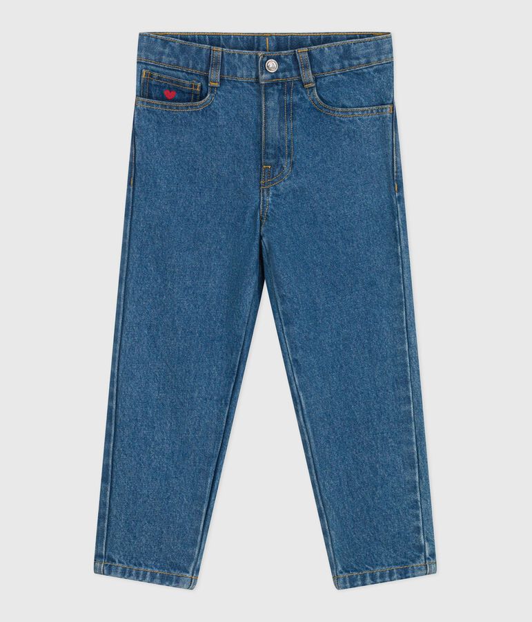 Pantalon enfant en denim bleu DENIM MOYEN