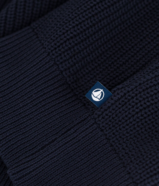 Pull en c&ocirc;te anglaise en coton Femme bleu marine