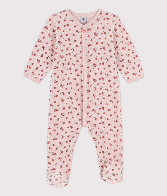 Dors-bien fleur bébé en velours rose SALINE/blanc MULTICO