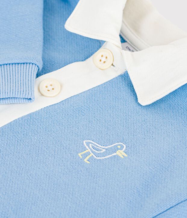 Sweatshirt b&eacute;b&eacute; en coton brod&eacute; mouette et motif au dos bleu clair