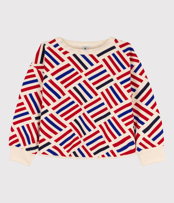 Sweatshirt imprimé en molleton enfant fille / garçon blanc AVALANCHE/ MULTICO