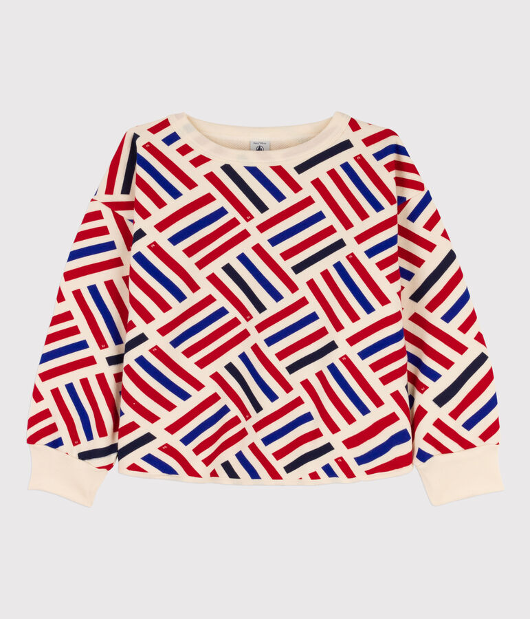 Sweatshirt imprim&eacute; en molleton enfant fille / gar&ccedil;on blanc AVALANCHE/ MULTICO