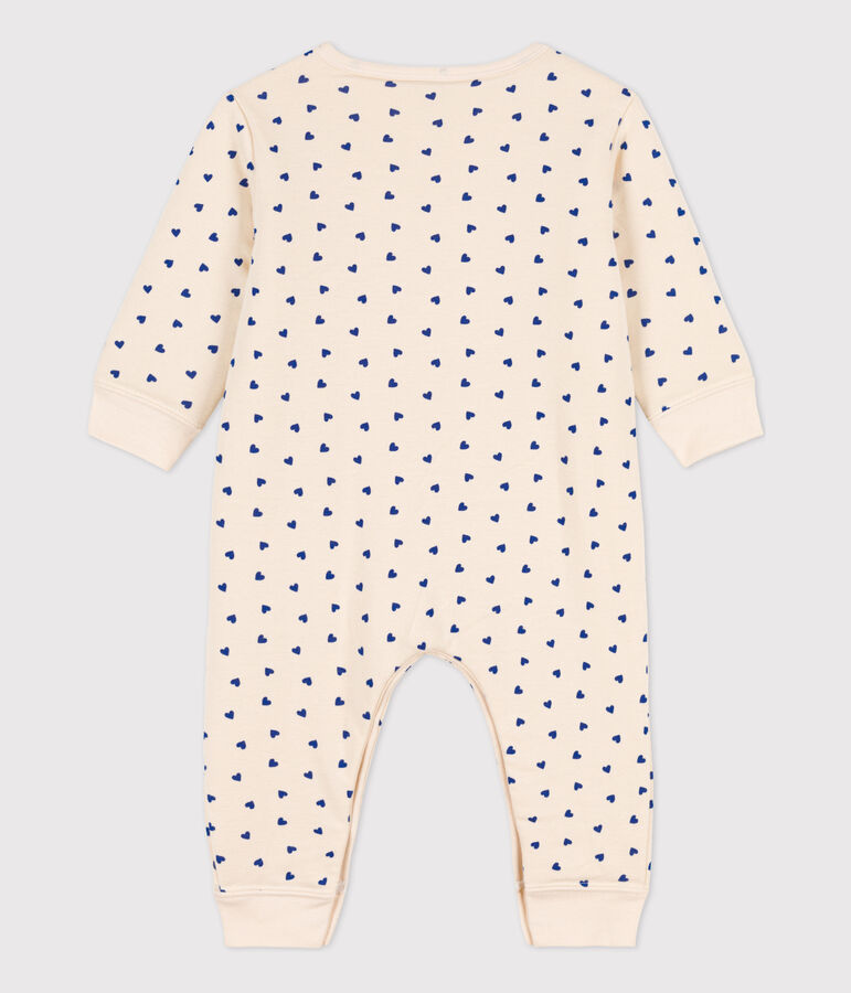 Dors-bien sans pieds c&oelig;ur b&eacute;b&eacute; en coton &eacute;cru/bleu