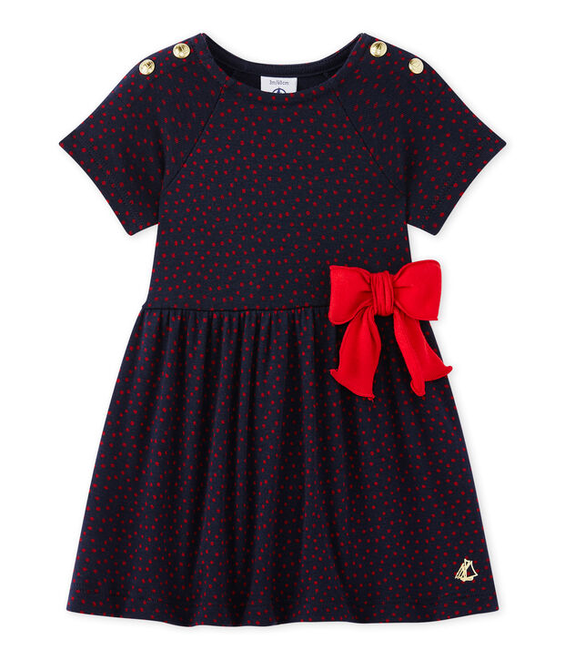 Robe b&eacute;b&eacute; fille imprim&eacute;e bleu/rouge