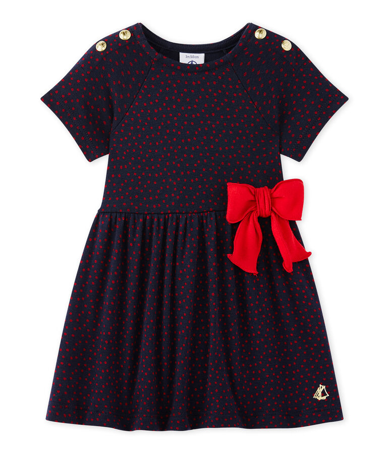 Robe b&eacute;b&eacute; fille imprim&eacute;e bleu/rouge