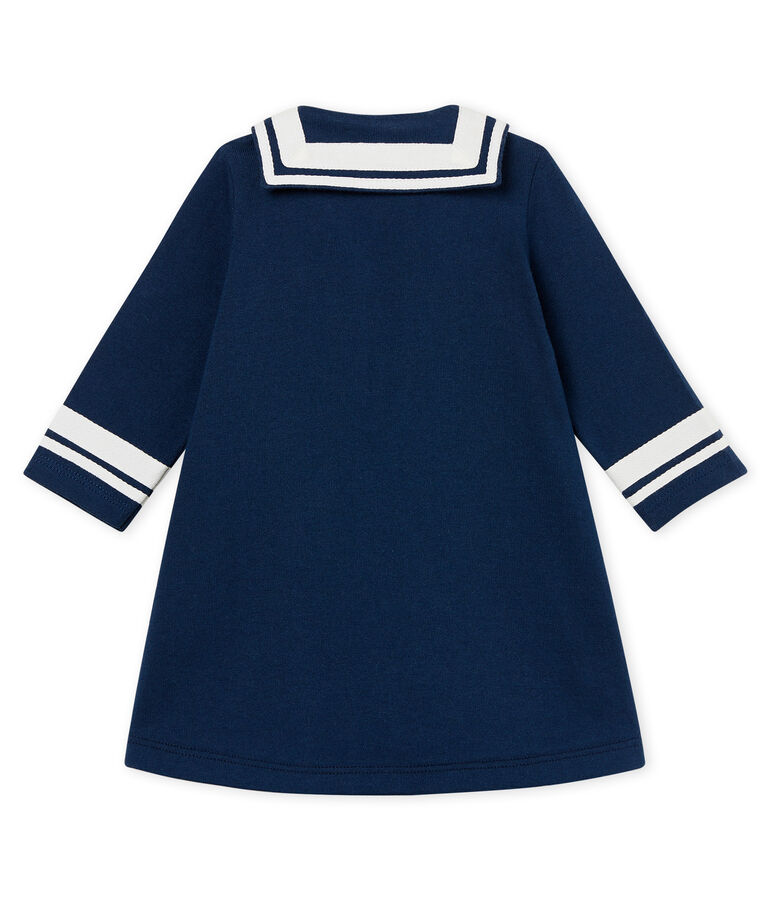 Robe manches longues col vareuse b&eacute;b&eacute; fille bleu