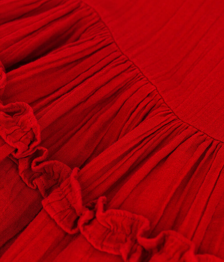 Robe manches courtes en gaze de coton enfant fille STOP