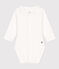 Body manches longues à collerette en coton bébé blanc MARSHMALLOW