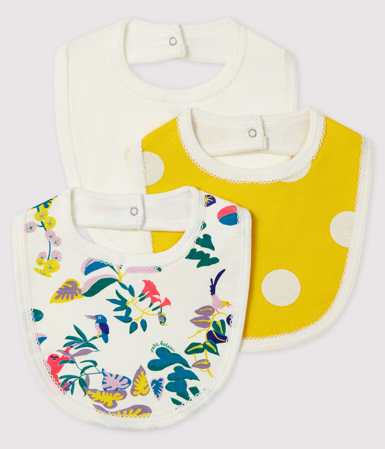 Lot de 3 bavoirs b&eacute;b&eacute; fille en c&ocirc;te multicouleur