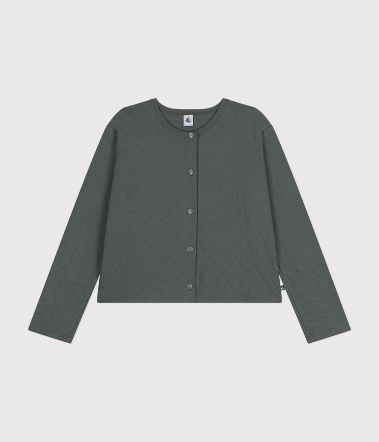 Cardigan &agrave; pressions en tubique femme vert