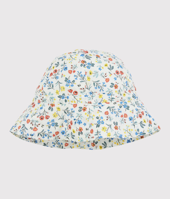 Capeline en popeline enfant fille blanc MARSHMALLOW/blanc MULTICO