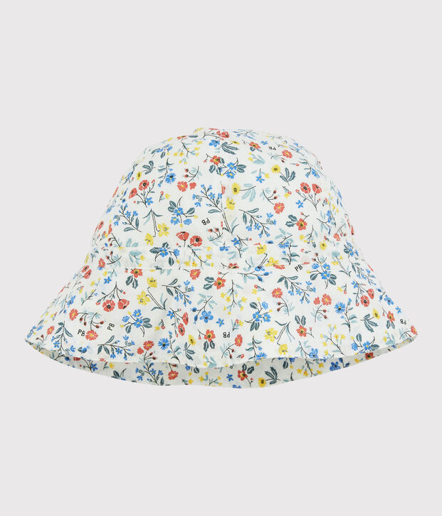 Capeline en popeline enfant fille blanc/multicouleur
