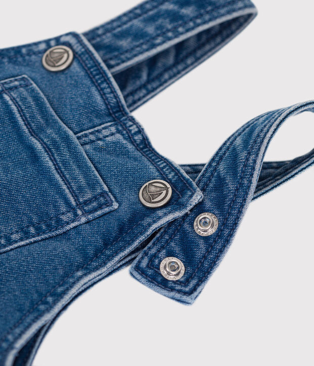 Salopette b&eacute;b&eacute; en jean &eacute;lasthanne jambes longues bleu