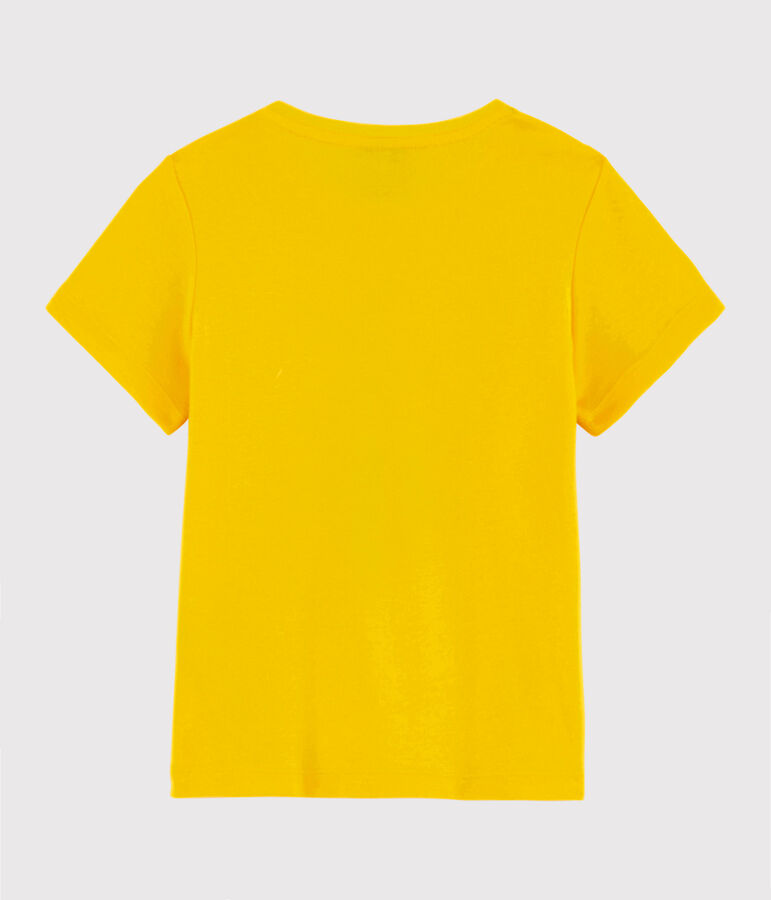 Tee-shirt manches courtes en coton enfant fille jaune JAUNE