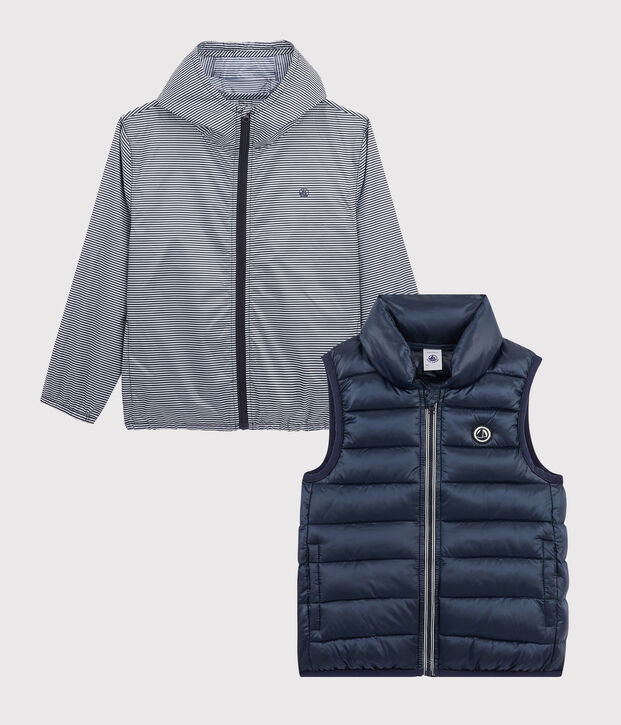 Coupe-vent 3 en 1 recycl&eacute; enfant bleu