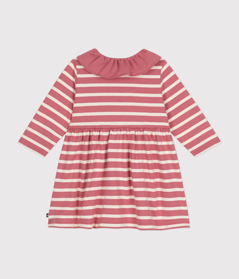 Robe manches longues en jersey &eacute;pais b&eacute;b&eacute; rose ROSEWOOD/ AVALANCHE
