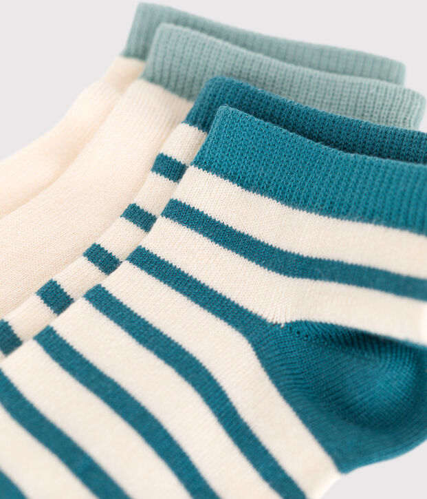 2 paires de chaussettes enfant en coton &agrave; rayures multicouleur