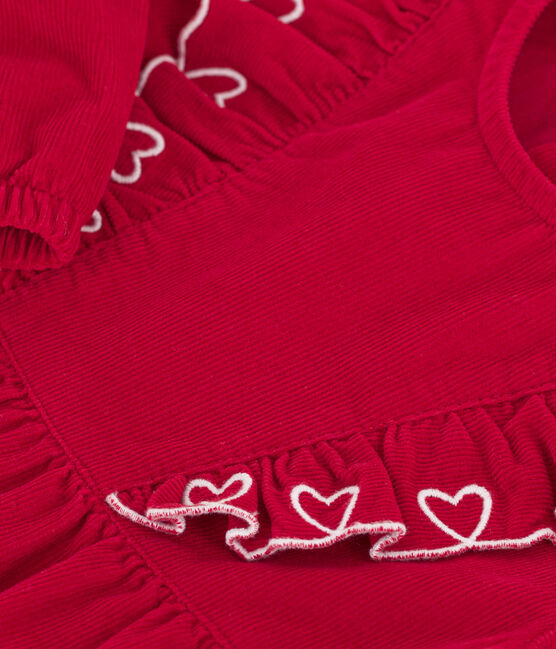Robe bébé en velours côtelé manches longues unie rouge TERKUIT