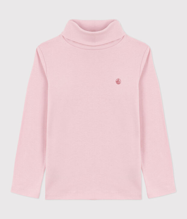 Sous-pull enfant en coton uni rose clair