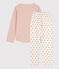 Pyjama petite fille en coton rose SALINE/blanc MULTICO