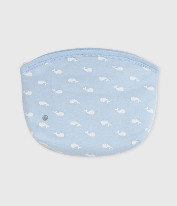 Pochette b&eacute;b&eacute; en coton imprim&eacute; baleines bleu/blanc