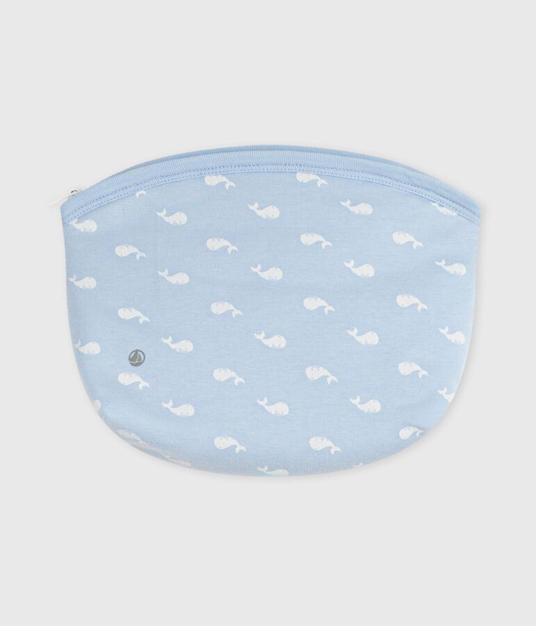 Pochette b&eacute;b&eacute; en coton imprim&eacute; baleines bleu TOUDOU/blanc MARSHMALLOW