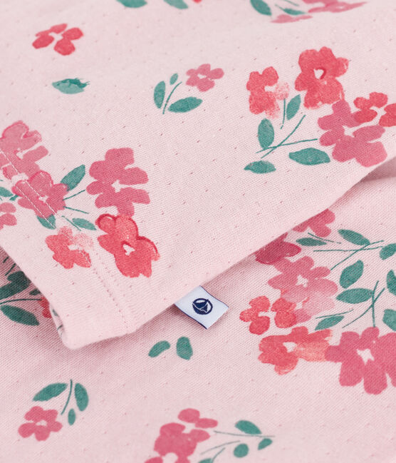 Pyjama enfant en tubique imprimé fleurs rose JOLI/blanc MULTICO