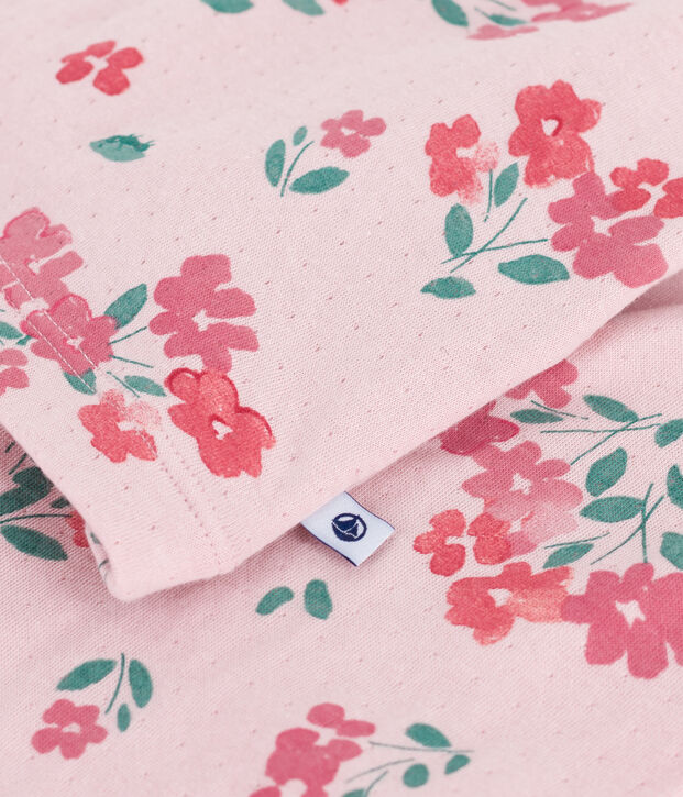 Pyjama enfant en tubique imprim&eacute; fleurs rose/multicouleur