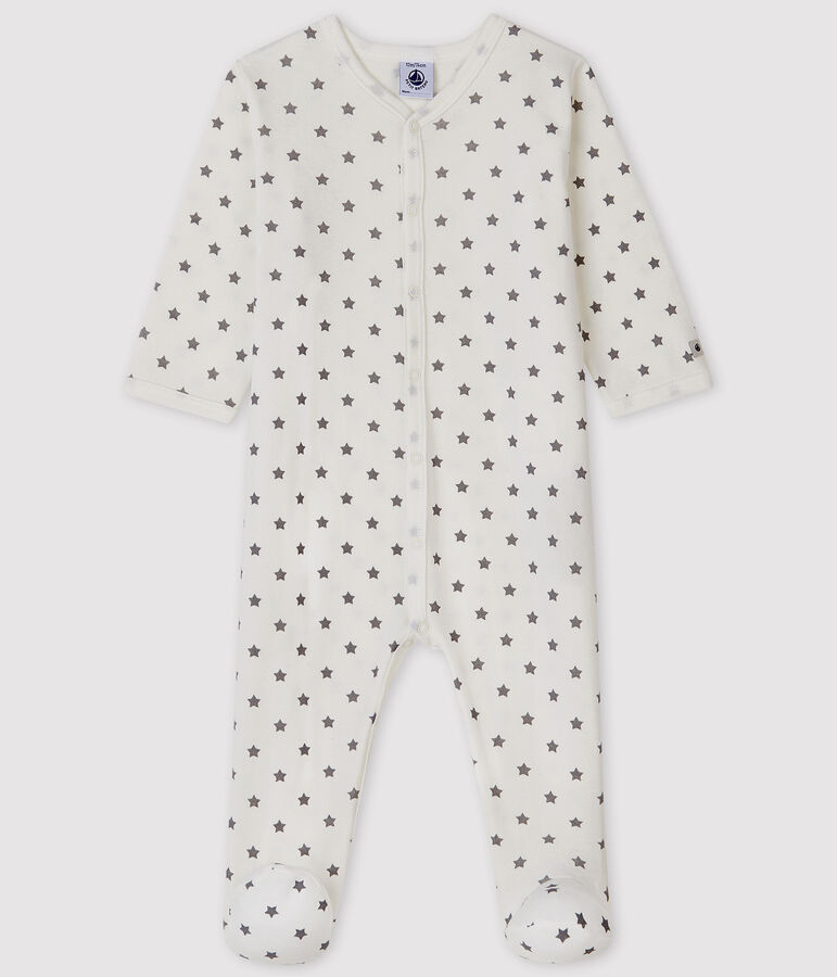 Dors-bien &agrave; &eacute;toiles b&eacute;b&eacute; en c&ocirc;te blanc MARSHMALLOW/gris GRIS